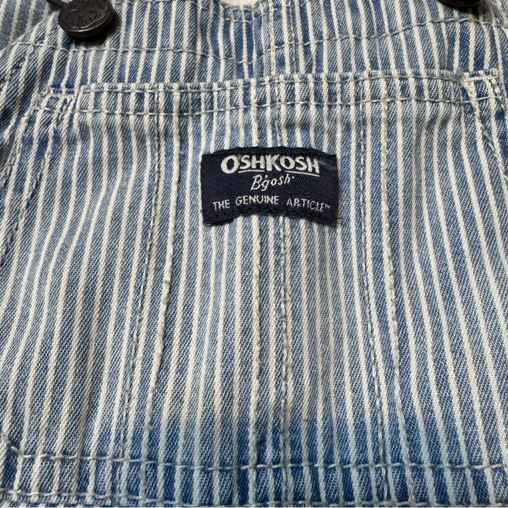 Vintage OshKosh B’Gosh Blue & White Pinstripe Overalls | Size 2T | Made in USA - Picture 5 of 6
